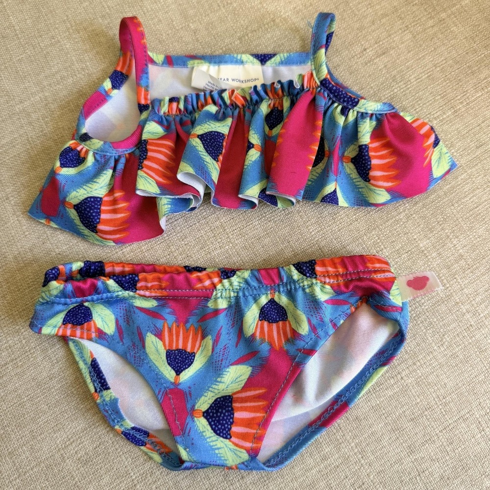 2017 Build-A-Bear Workshop Bikini Swimsuit Top Bottom Floral Multicolor RETIRED